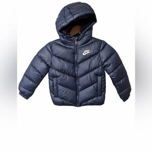 Nike Navy Blue Quilted Hooded Puffer Jacket
